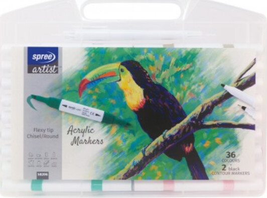 Twin Marker Acryl 36 Farver + 2konturpen - Spree