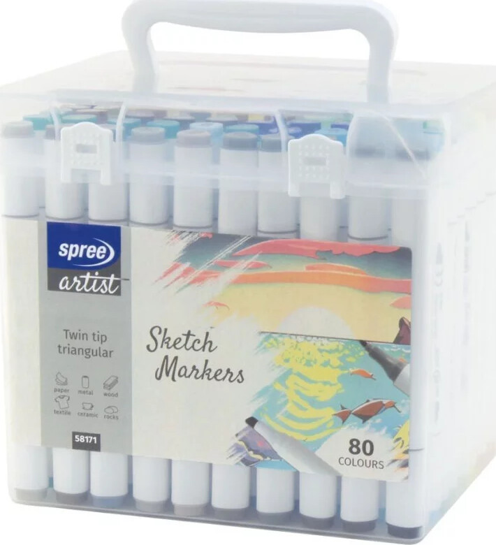 Twin Marker Tusser I Malekuffert - 80 Stk. - Spree