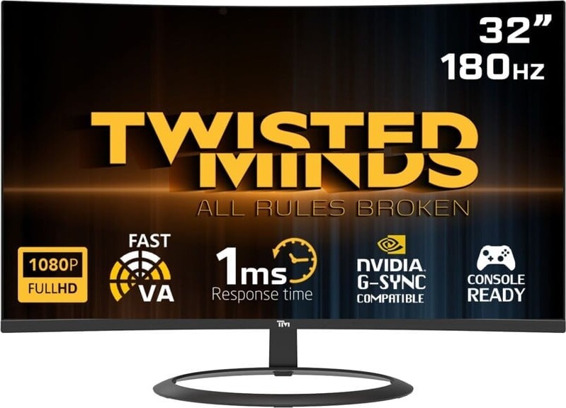 Twisted Minds - 32 Hdr (r1500) Fhd 180hz Va 1ms Hdmi2.0 Gaming Monitor Tm32cfhd180va