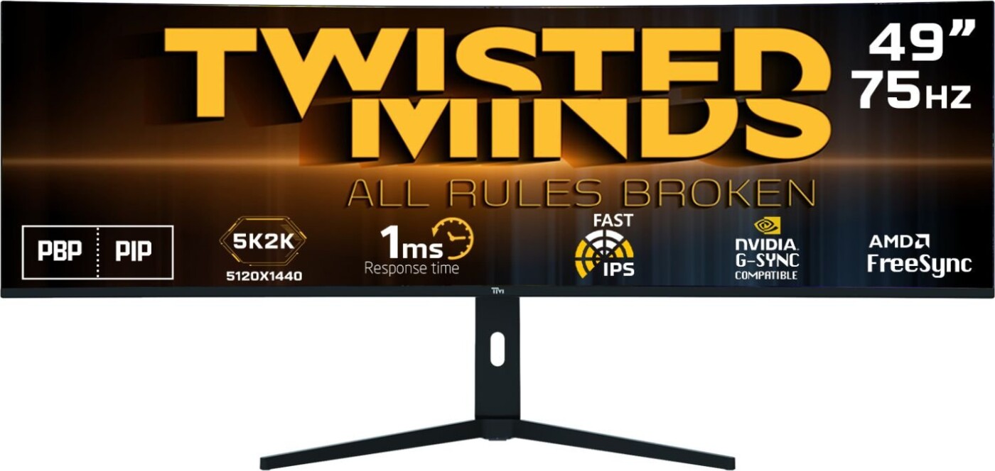 Twisted Minds - 49 5k/2k 75hz Curved Ips Panel Gaming Monitor Tm492k75ips