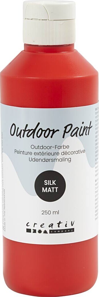 Udendørsmaling - Silkemat - Dækkende - Rød - 250 Ml