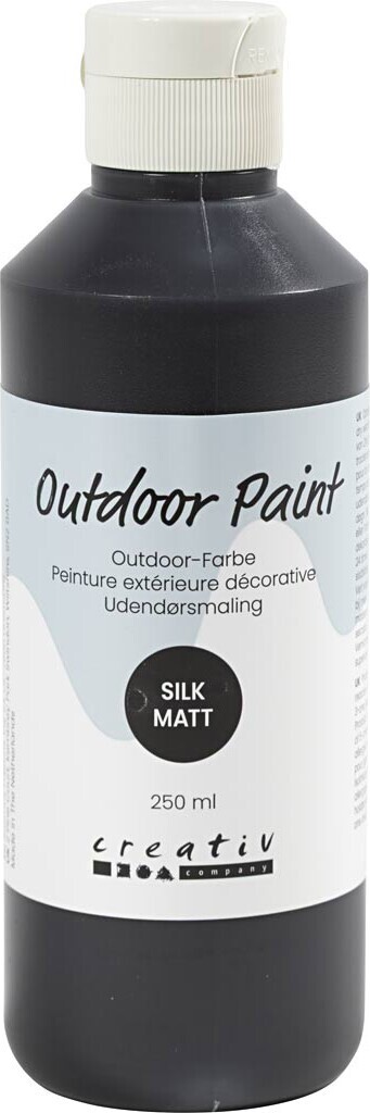 Udendørsmaling - Silkemat - Dækkende - Sort - 250 Ml
