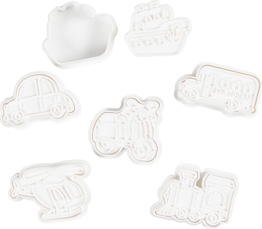 Udstikkere Med Præg - Transport - Str. 3,5-5,5 Cm - Hvid - 6 Stk.