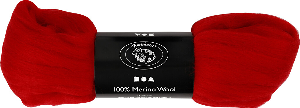 Merino Uld Garn - Tykkelse 21 My - Julerød - 100 G