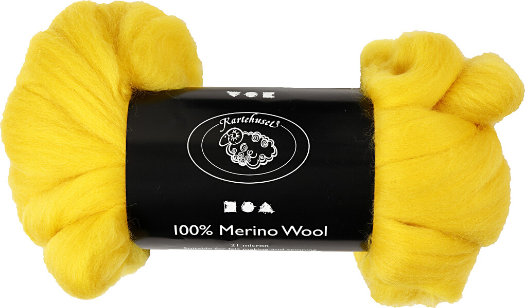 Merino Uld Garn - Tykkelse 21 My - Solgul - 100 G