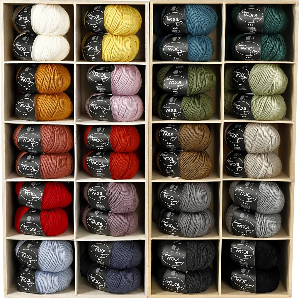 Uldgarn - L 125 M - Assorterede Farver - 20x10 Nøgle