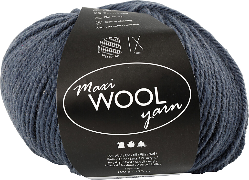 Uldgarn - Maxi Wool - L 125 M - Blå - 100 G