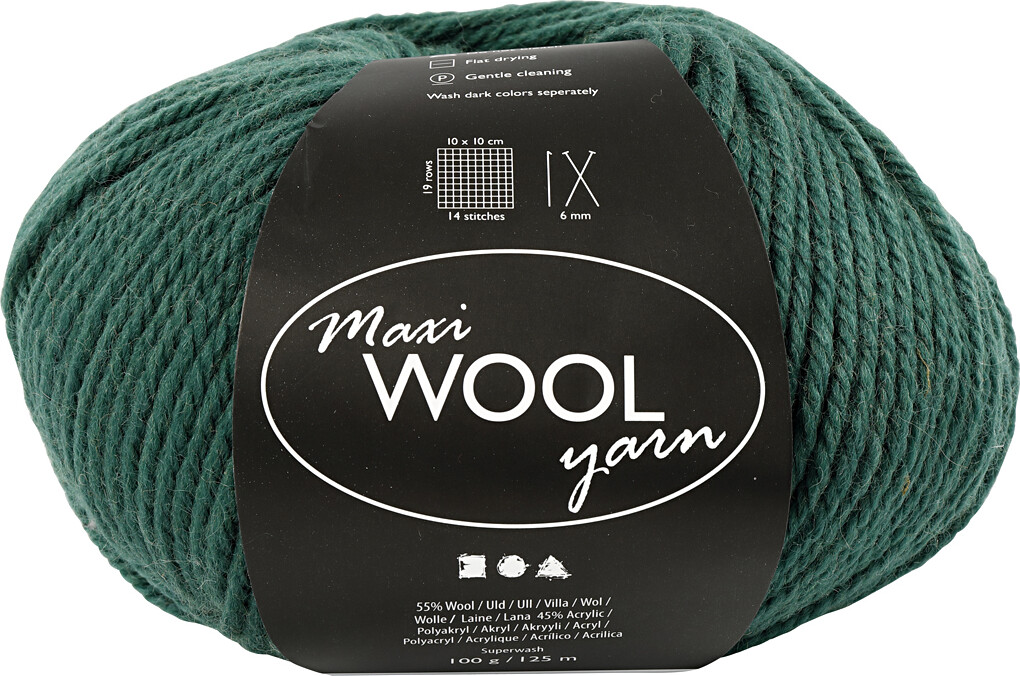 Uldgarn - Maxi Wool - L 125 M - Grøn - 100 G