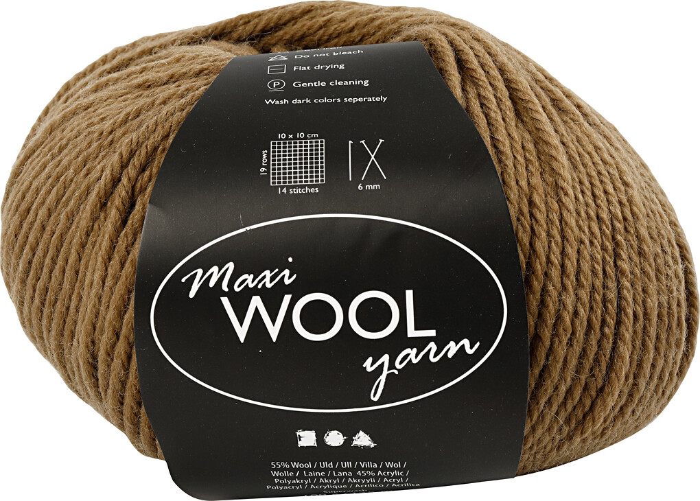 Uldgarn - Maxi Wool - L 125 M - Lys Brun - 100 G