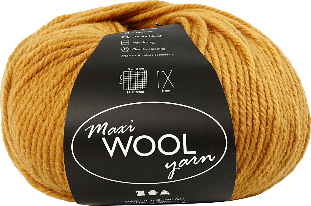 Uldgarn - Maxi Wool - L 125 M - Mørk Gul - 100 G