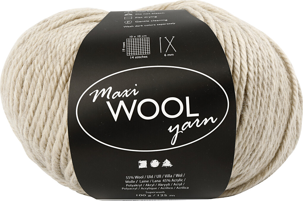 Uldgarn - Maxi Wool - L 125 M - Sand Melange - 100 G