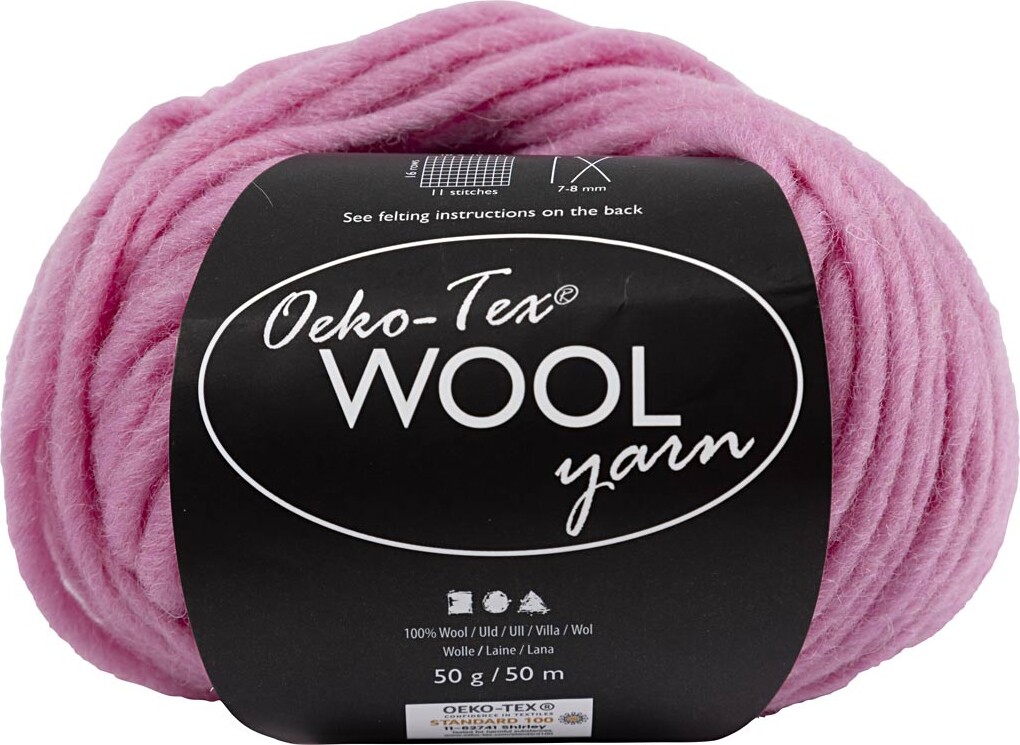 Uldgarn - Oeko Tex - L 50 M - Lys Pink - 50 G