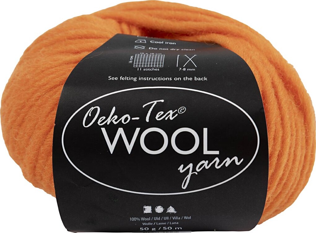 Uldgarn - Oeko Tex - L 50 M - Orange - 50 G