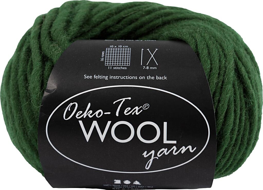 Uldgarn - L 50 M - Pind 8-9 - Grøn - 50 G