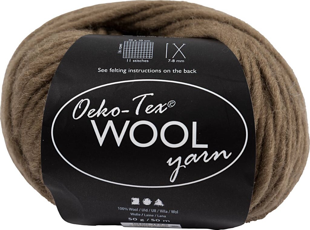 Uldgarn - L 50 M - Pind 8-9 - Lys Brun - 50 G