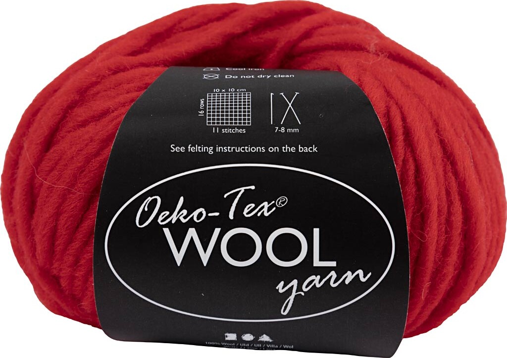 Uldgarn - L 50 M - Pind 8-9 - Rød - 50 G