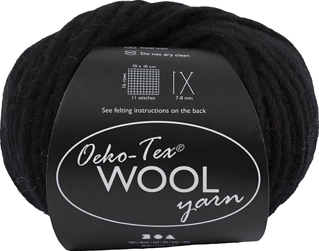 Uldgarn - Oeko Tex - L 50 M - Sort - 50 G