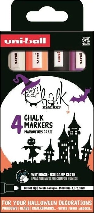 Uniball - Chalk Marker Kridttusser - 4 Stk - Halloween