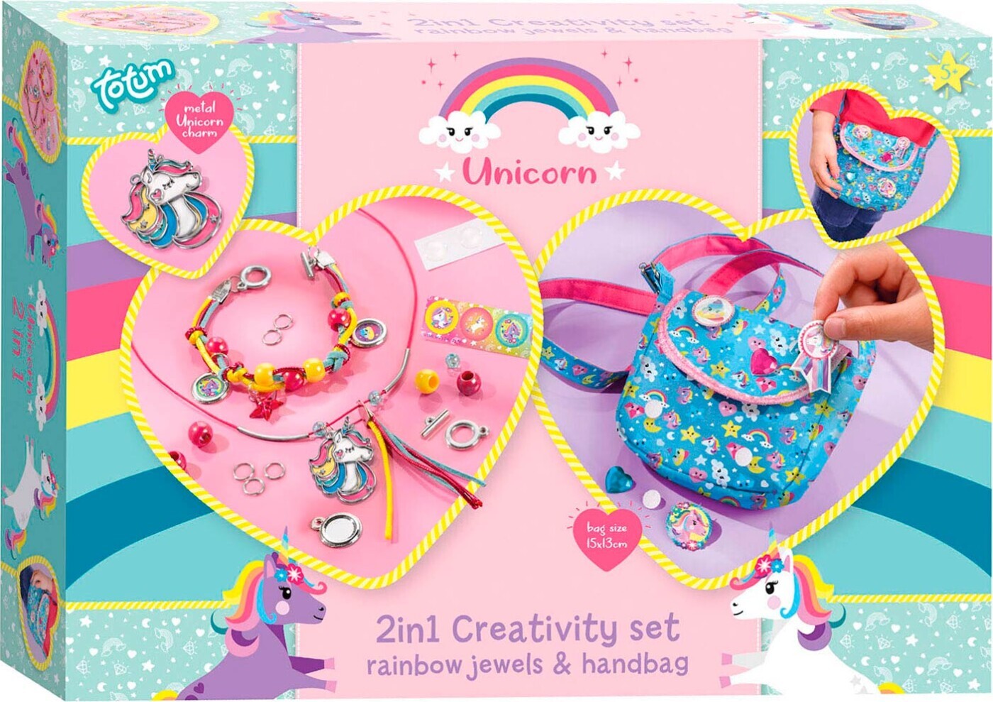 Totum - Unicorn 2-i-1 Creativity Set - Rainbow Jewels & Handbag