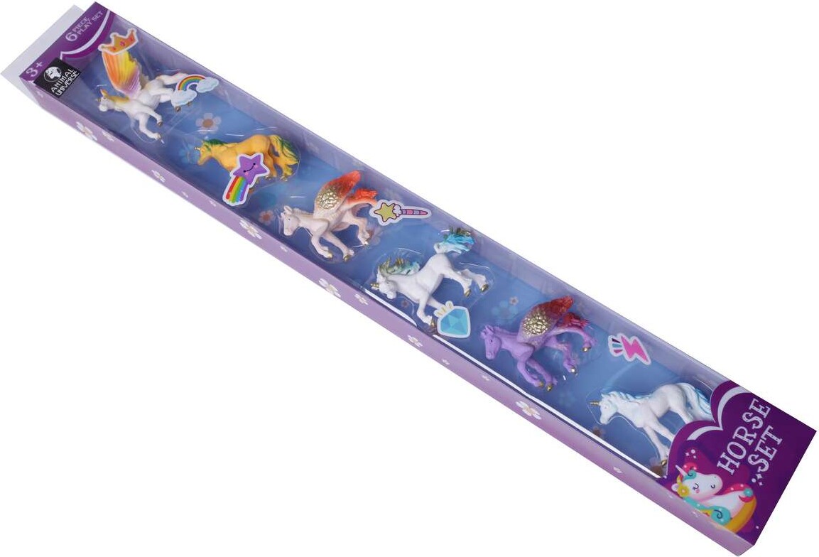 Enhjørning Figurer - Sæt Med 6 Stk - Store - Animal Universe