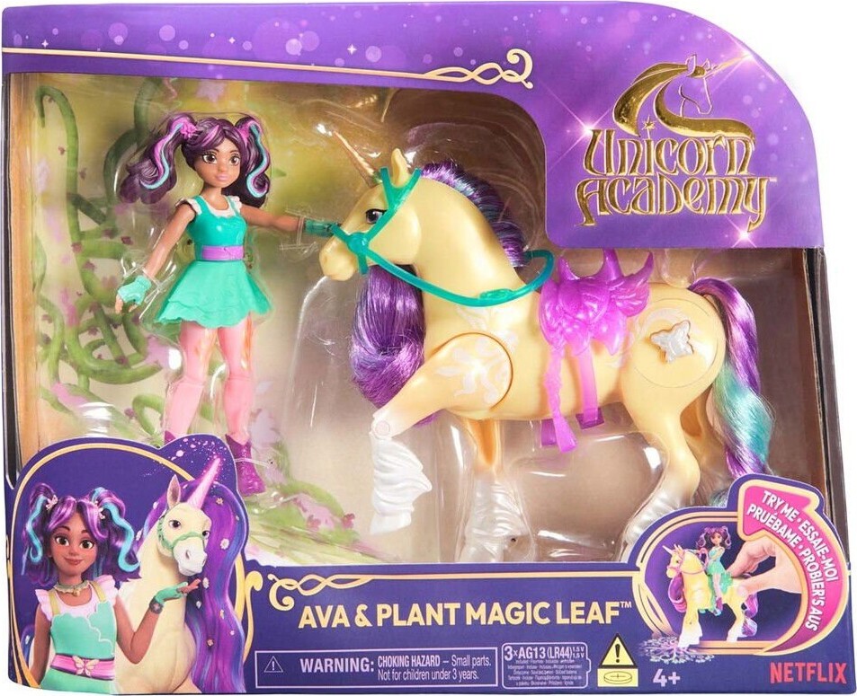 Unicorn Academy Enhjørningeakademiet Lille dukke Ava & Unicorn Plant Magic Leaf