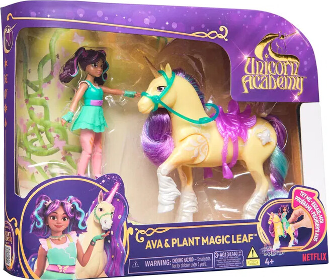 Unicorn Academy Enhjørningeakademiet Lille dukke Ava & Unicorn Plant Magic Leaf