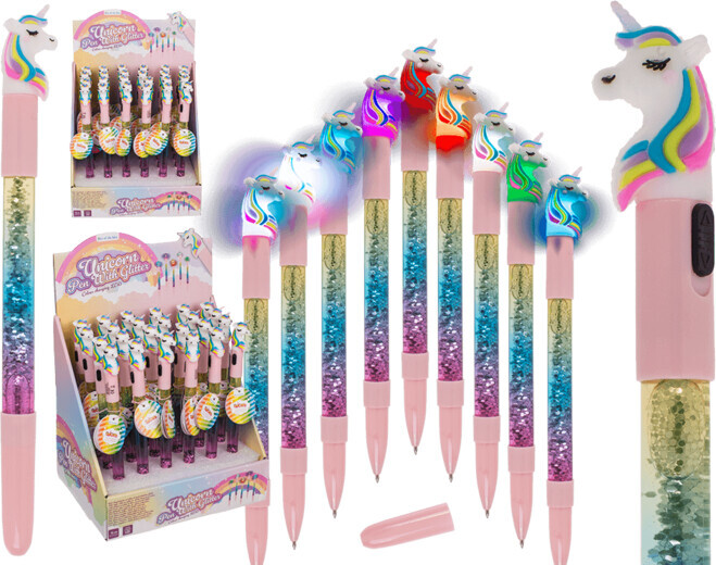 Unicorn Kuglepen Med Farveskiftende Lys - Out Of The Blue