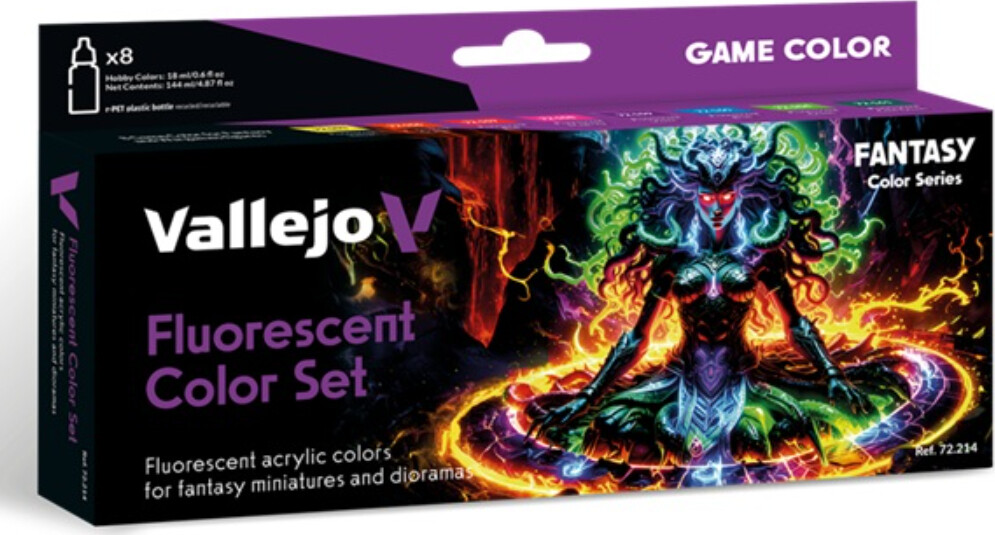 Vallejo 72214 - Game Color - Fantasy - Fluorescent Set 8x18 Ml