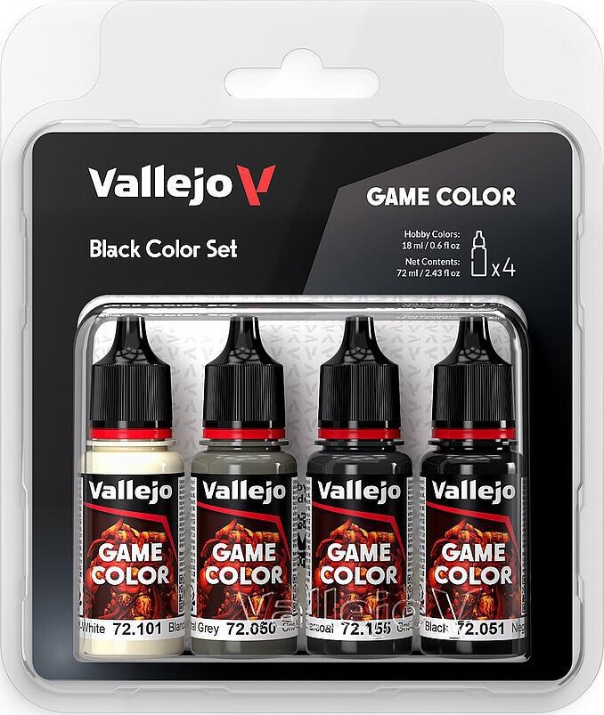 Vallejo 72393 - Game Color - Black Color Maling Set 4x18 Ml