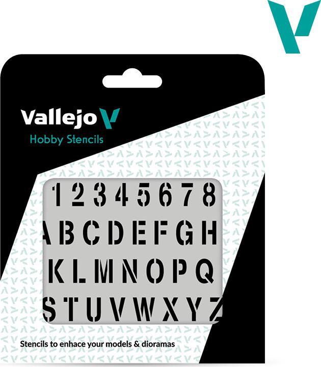 Vallejo - Hobby Stencils - Maleskabelon - Tal Og Bogstaver