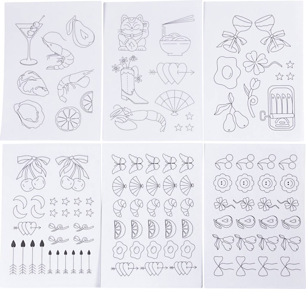 Vandopløselige Broderiark - Dekorative Motiver - A5 - Ark 148,5x210 Mm - 6 Ark