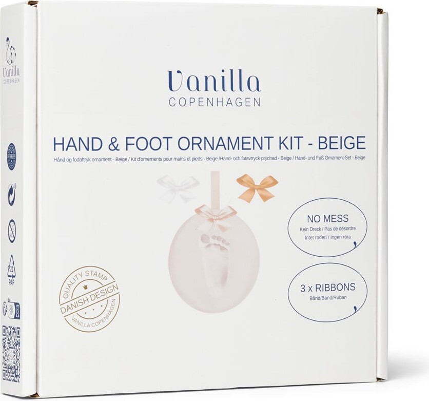 Vanilla Copenhagen - Hånd Og Fodaftryk Ler Ophæng - Beige - ø11 Cm