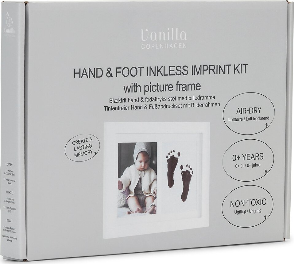 Vanilla Copenhagen Blækfrit Aftrykssæt til baby hånd og fod med billedramme - Vanilla Copenhagen - Print Kit - Buump