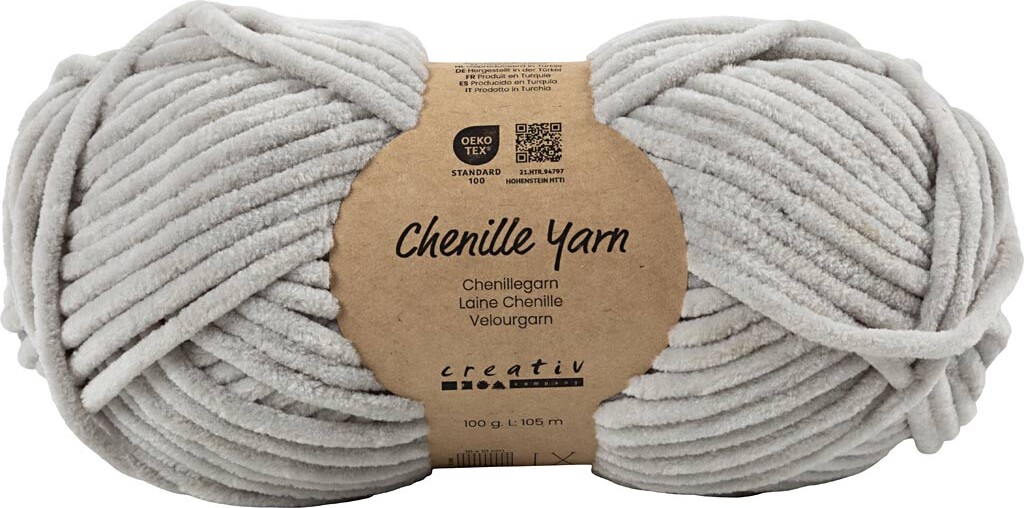 Velourgarn - L 105 M - Pind 5-6 - Grå - 100 G