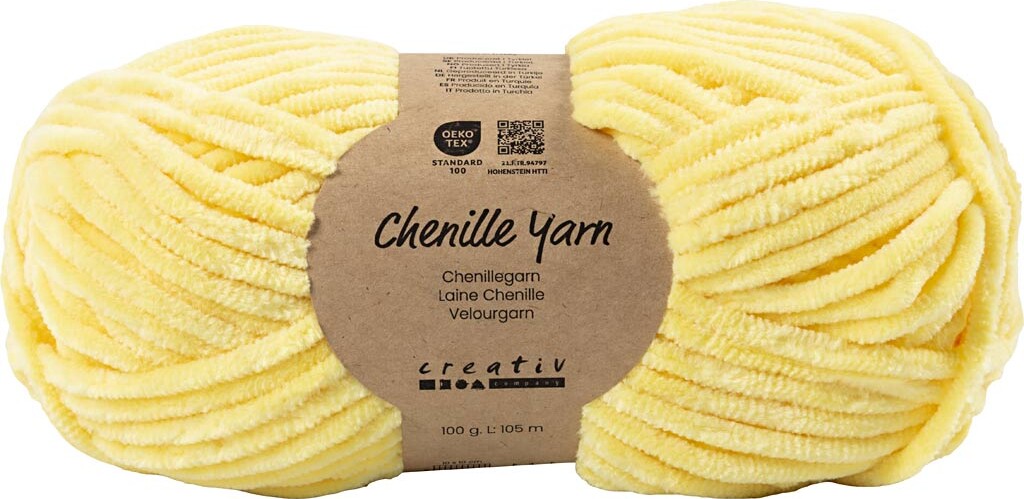 Velourgarn - L 105 M - Pind 5-6 - Lys Gul - 100 G