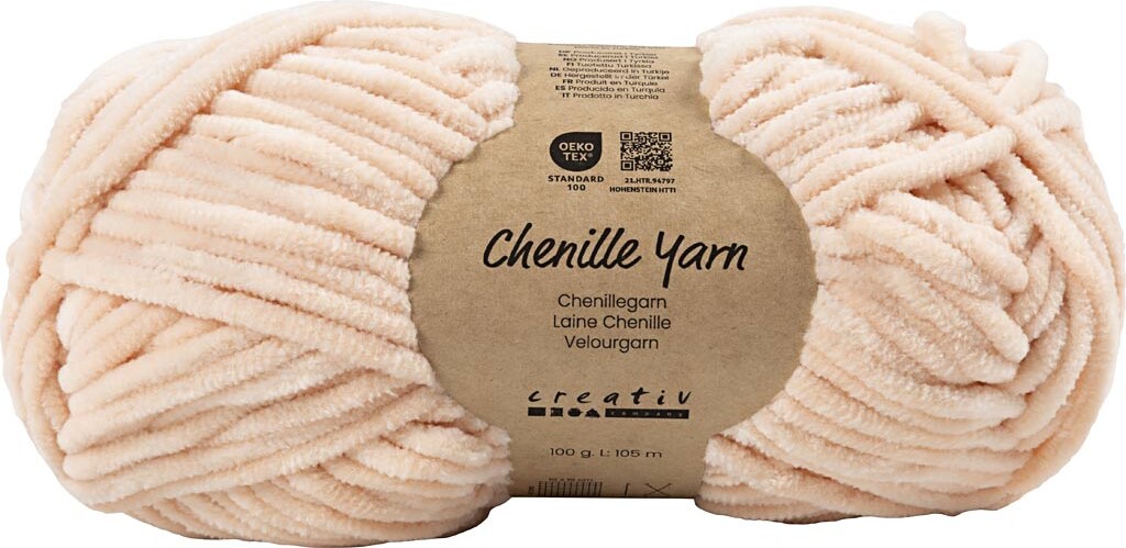 Velourgarn - L 105 M - Pind 5-6 - Lys Rød - 100 G