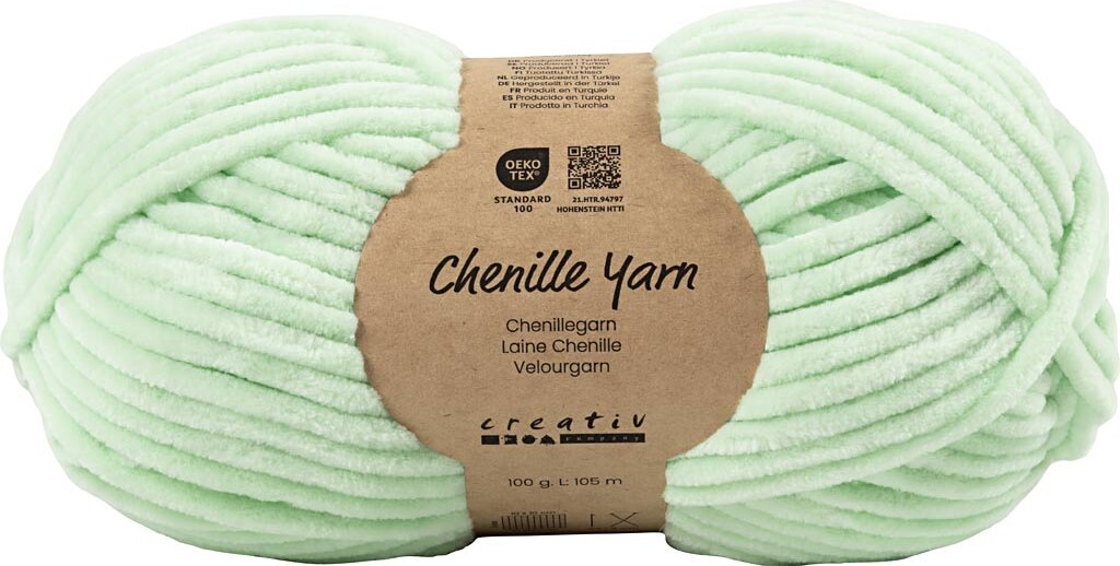 Velourgarn - L 105 M - Pind 5-6 - Mint Grøn - 100 G