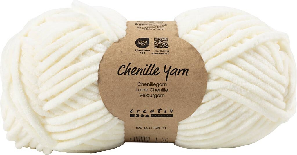 Velourgarn - L 105 M - Pind 5-6 - Råhvid - 100 G