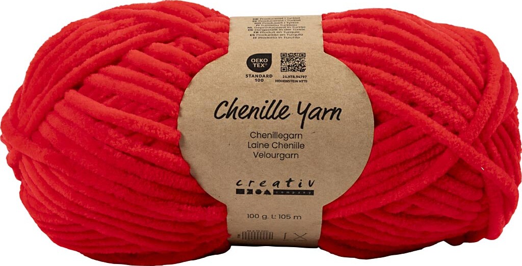 Velourgarn - L 105 M - Pind 5-6 - Rød - 100 G