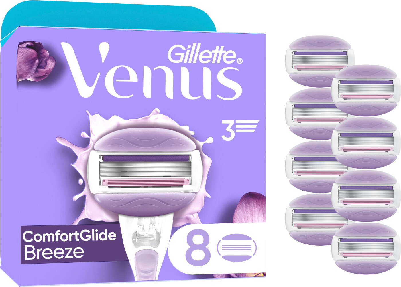 Venus - Gillette Venus Comfortglide Breeze Barberblade - Purple/white - 8 Stk