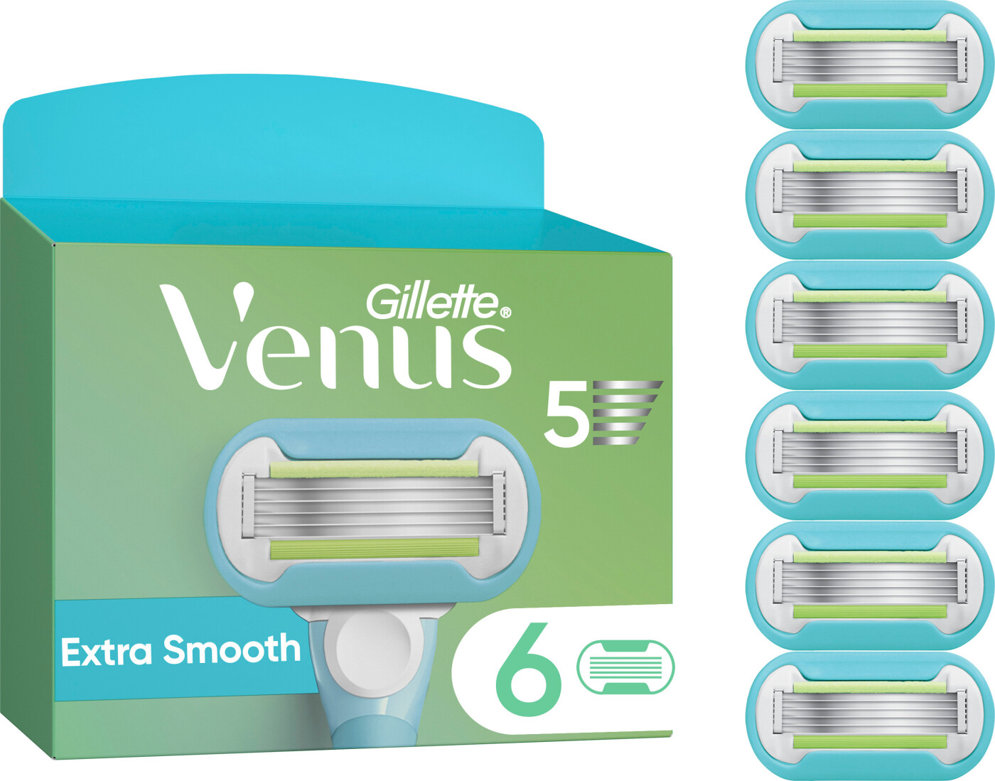Venus - Gillette Venus Extra Smooth Barberblade - Green/white - 6 Stk