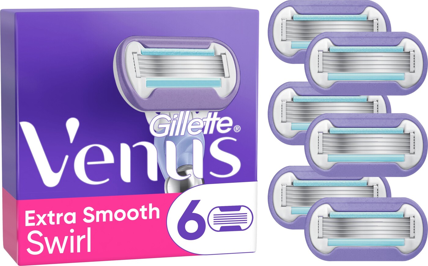 Venus - Gillette Venus Extra Smooth Swirl Barberblade - Purple/white - 6 Stk