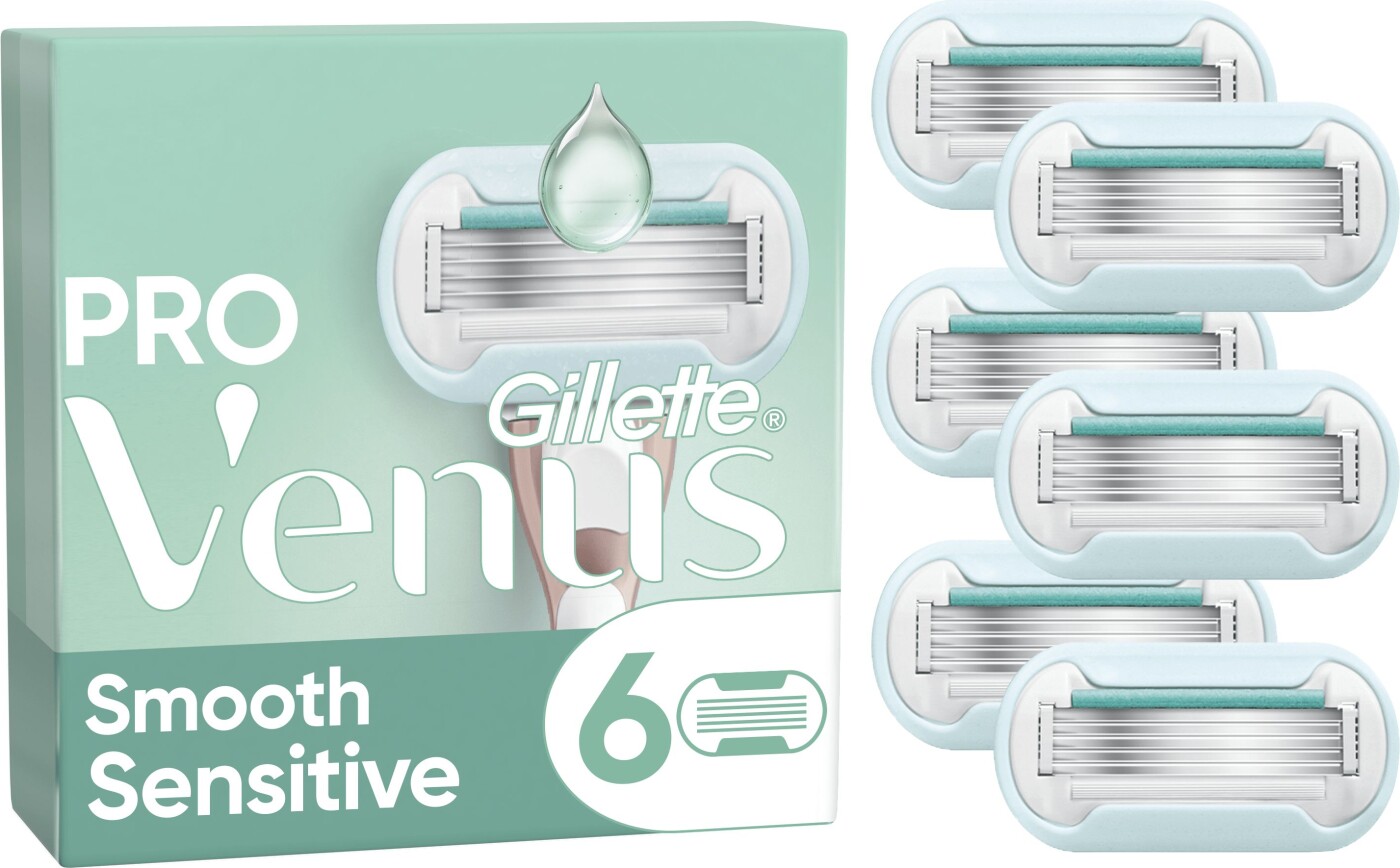 Venus - Gillette Venus Pro Smooth Sensitive Barberblade - Green/white - 6 Stk