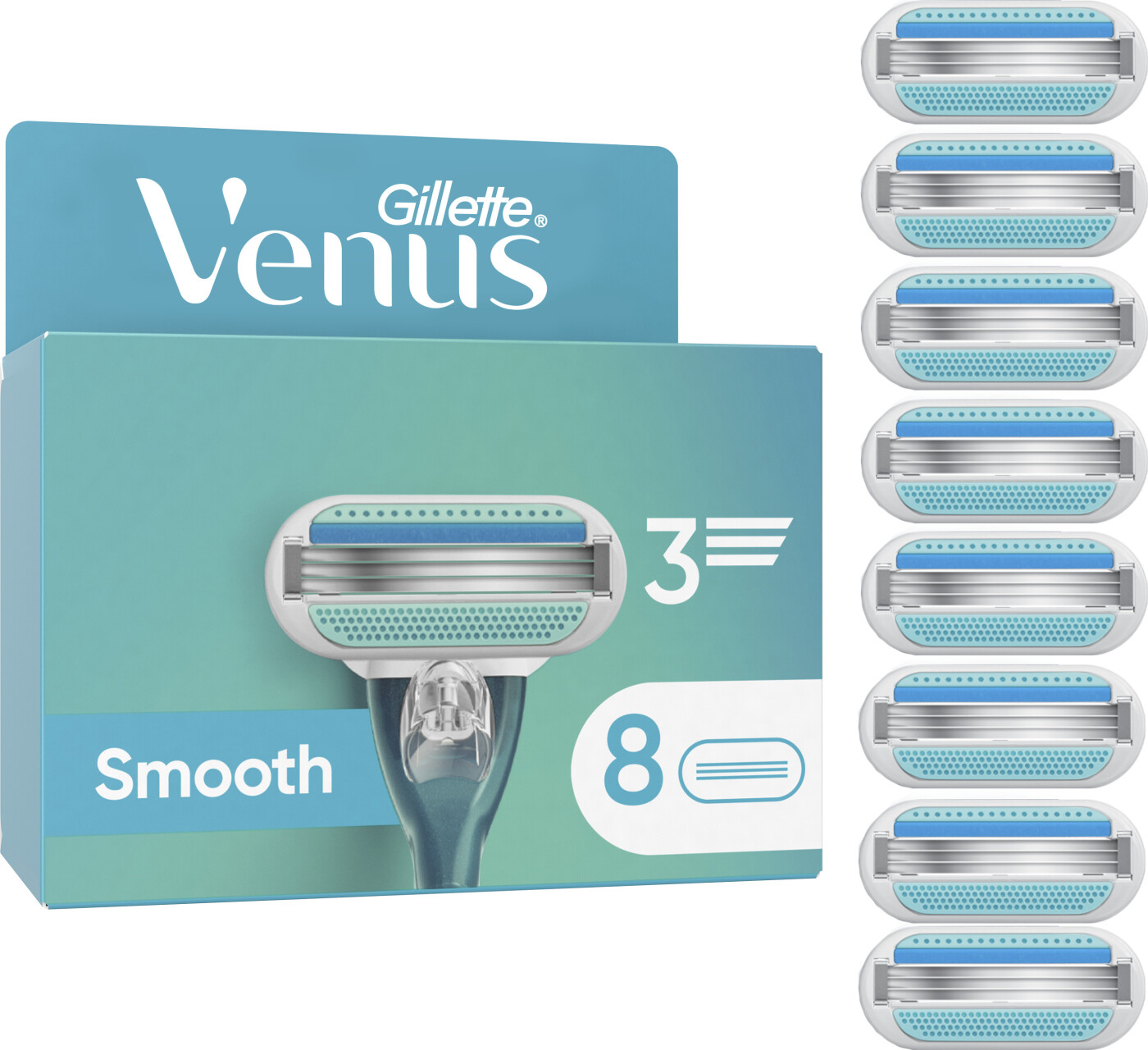 Venus - Gillette Venus Smooth Barberblade Til Kvinder - Blue/white - 8 Stk