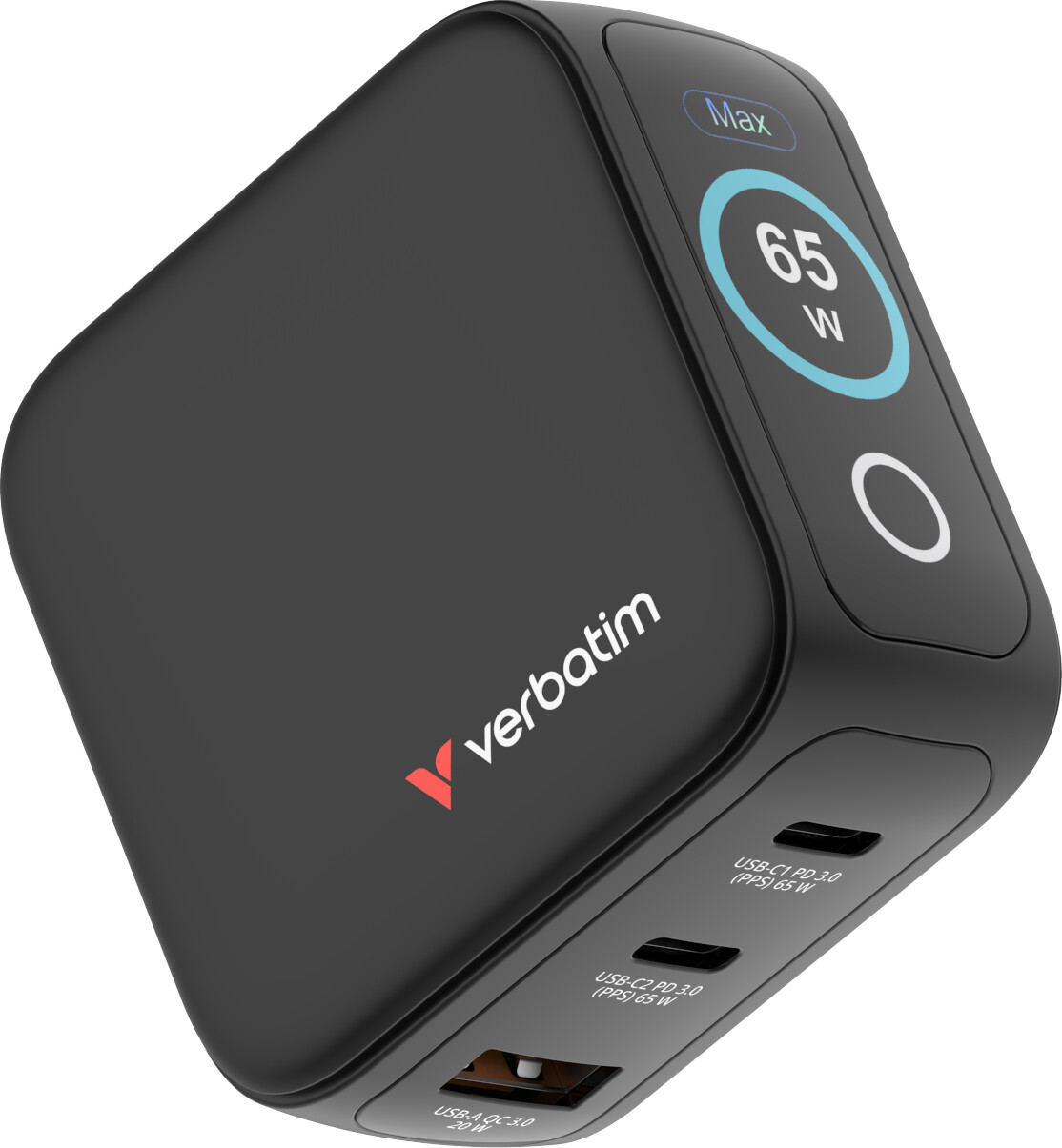 Verbatim - Mini Gan Charger 3-port 65w With Display