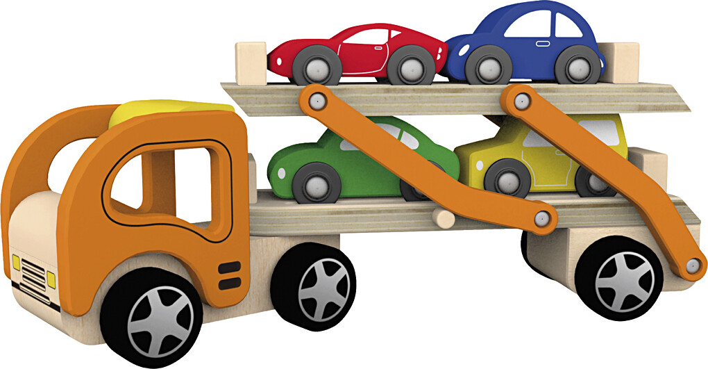 Billede af Biltransport Legetøj I Træ Med 4 Træbiler - Viga