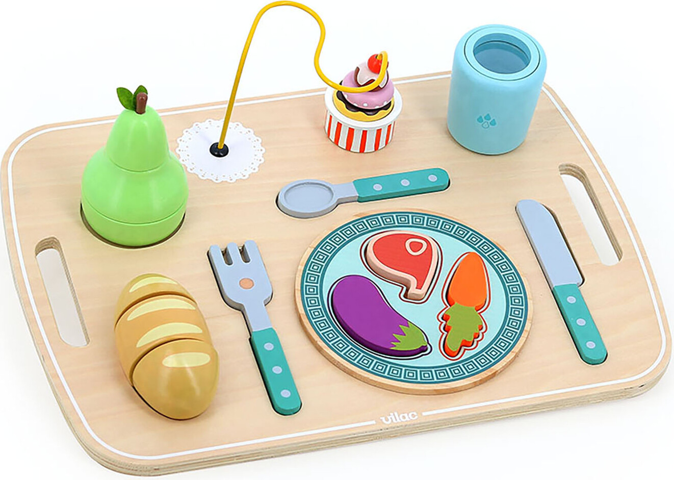 Vilac - Aktivitetsplade Til Børn - Træ - Aftensmad