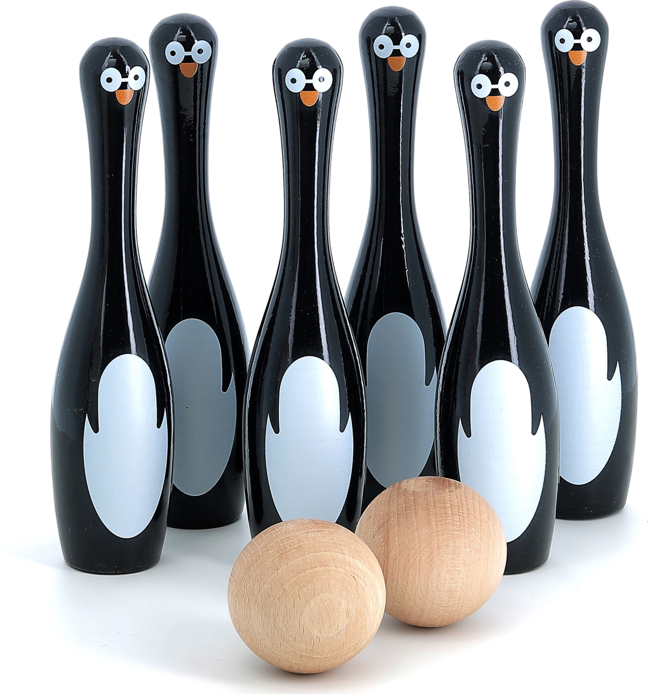 Vilac - Bowling Spil Sæt Træ - Pingvin - 6 Kegler Og 2 Kugler