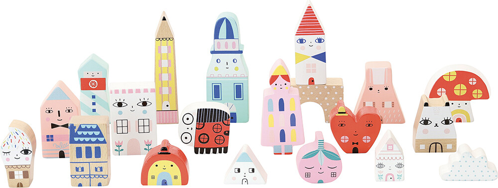 Vilac - Træklodser Til Børn - City Blocks - 20 Dele