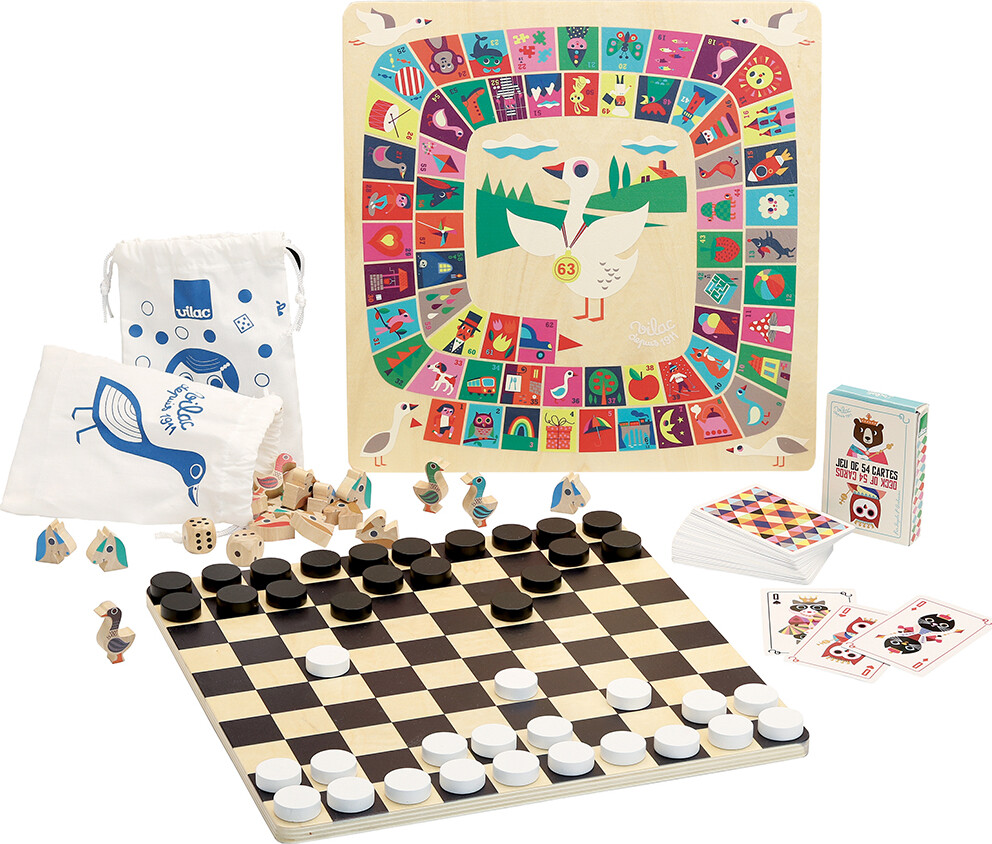 Vilac - Brætspil Sæt - 4 Spil - Deluxe